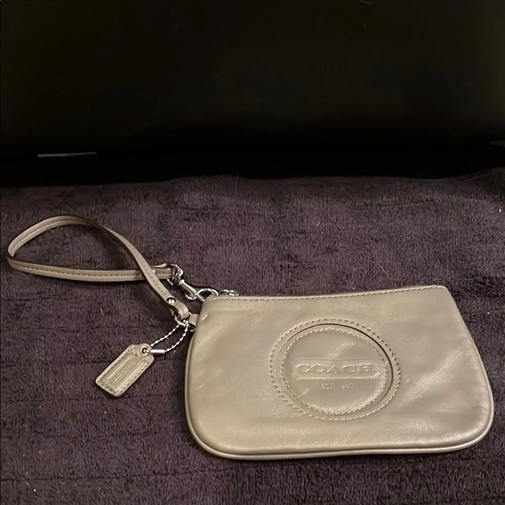 Coach Leather Metallic Bronze Small Wristlet F47218